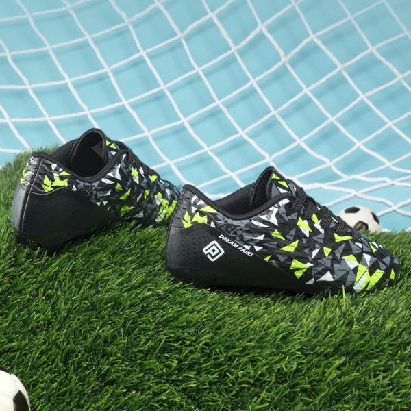 Boys & Girls Soccer Cleats Shoes - BLACK NEON GREEN - 4